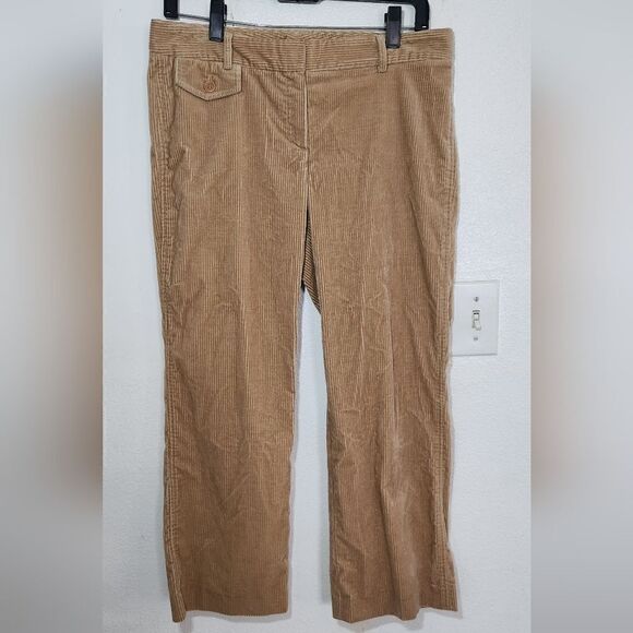Theory Corduroy Wide Legs Cropped Tan Pants Size 6 - Picture 1 of 11